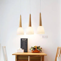 Suspension LED design en verre et bois Conico