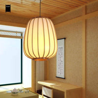 Suspension LED en bambou avec abat-jour rond japonais