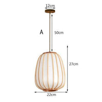 Suspension LED en bambou avec abat-jour rond japonais