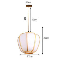 Suspension LED en bambou avec abat-jour rond japonais