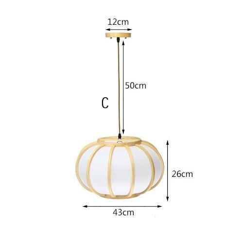 Suspension LED en bambou avec abat-jour rond japonais