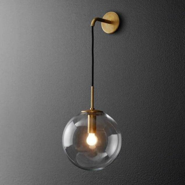 Applique murale élégante avec boule de verre suspendue