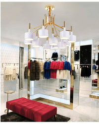 Lustre Doré Design à LED avec Lampes Noires ou Blanches