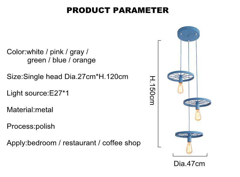 Suspension design vintage en métal en forme de roue