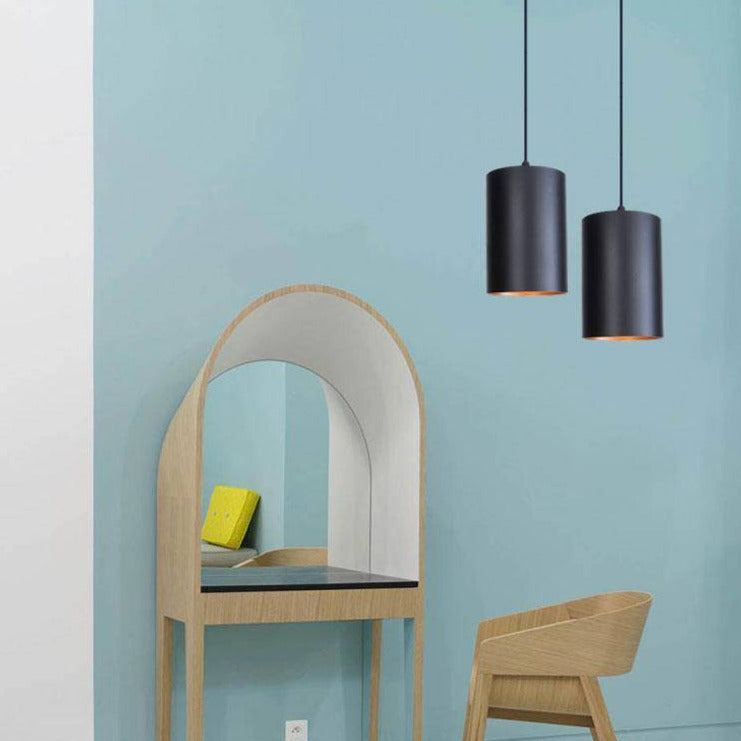 Suspension LED Vintage en Cylindre Noir