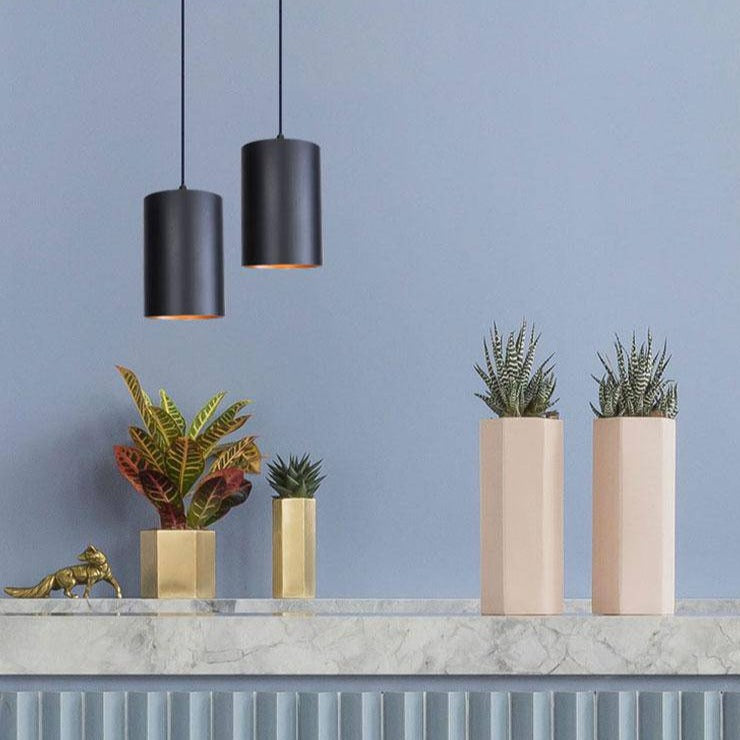 Suspension LED Vintage en Cylindre Noir