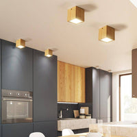 Plafonnier Cube Bois LED