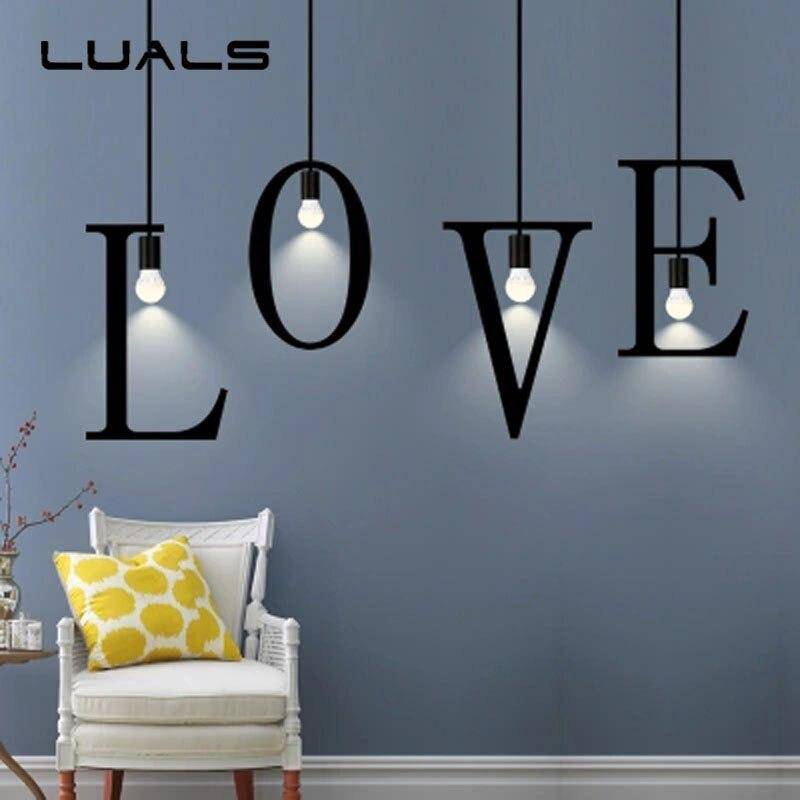 Suspension LED Créative en Lettres Métalliques