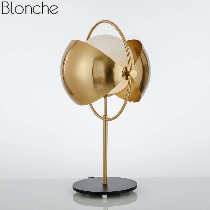 Lampe à poser LED de luxe avec boule en verre et métal doré