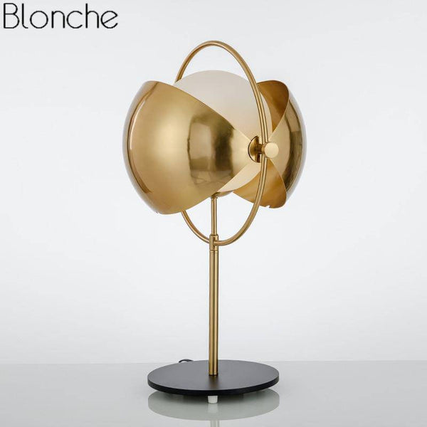 Lampe à poser LED de luxe avec boule en verre et métal doré