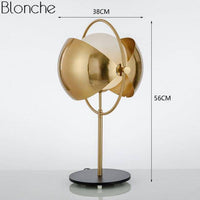 Lampe à poser LED de luxe avec boule en verre et métal doré