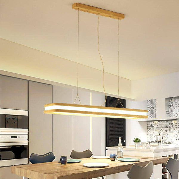 Suspension Loft en bois avec LED allongée