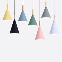 Bar - Suspension conique design en métal coloré et bois