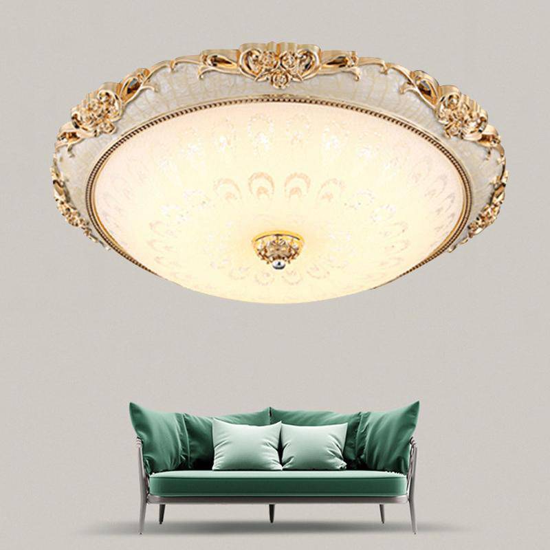 Plafonnier rond LED en acrylique doré