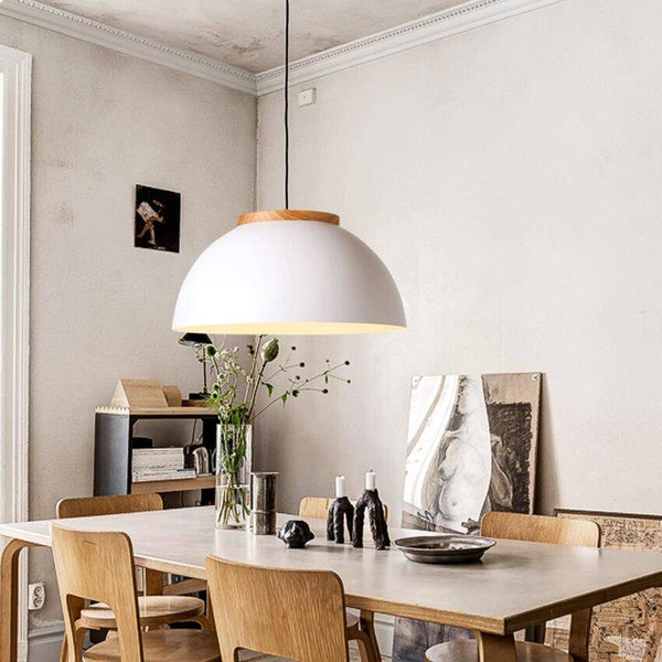 Suspension Globe Blanc & Bois