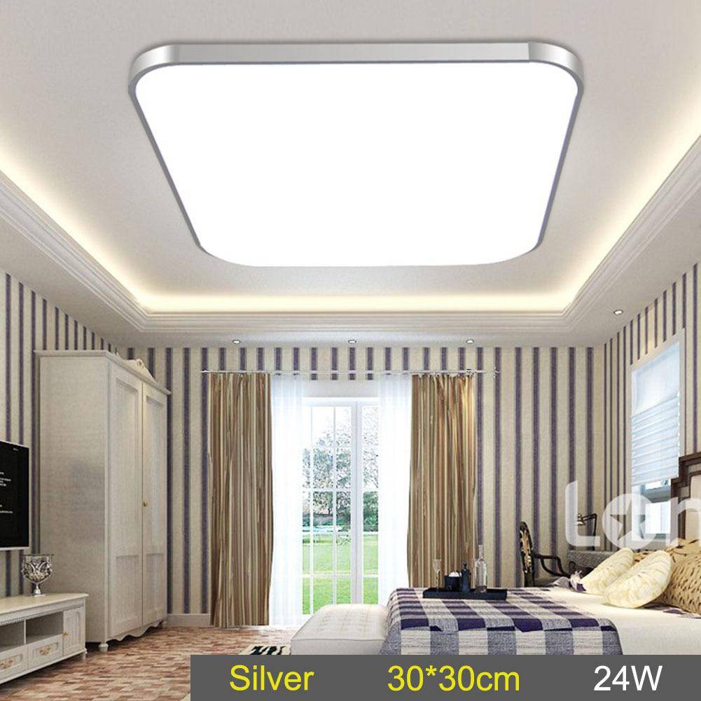 Plafonnier LED Chromé Carré Éconergétique