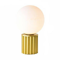 Lampe à poser design dorée avec boule LED