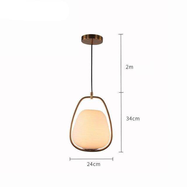 Luminaire LED doré en verre arrondi - Suspension design