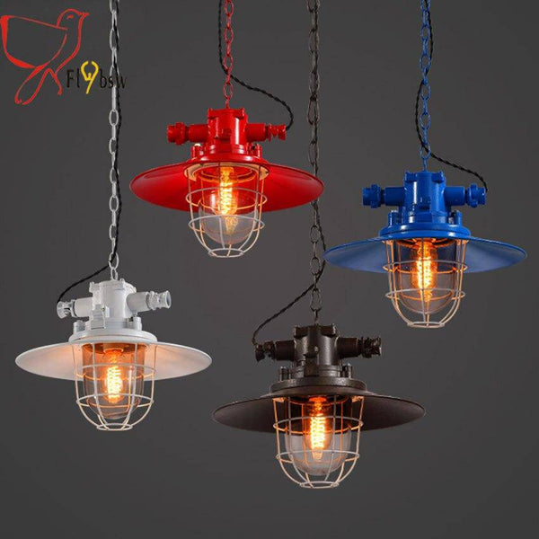 Suspension colorée style industriel 34cm en métal