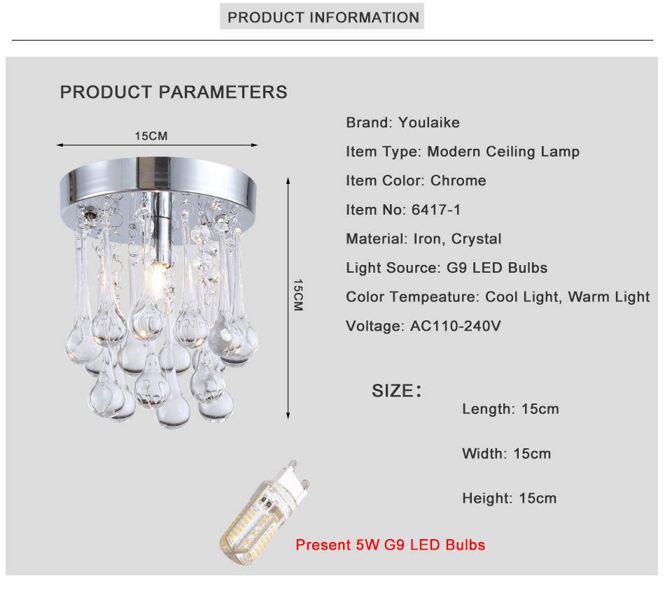 Plafonnier Chromé LED Cristal