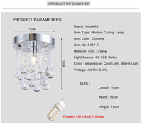 Plafonnier Chromé LED Cristal
