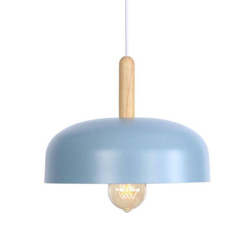 Suspension LED industrielle en demi-boule avec support en bois