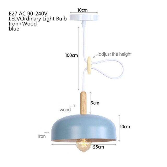 Suspension LED industrielle en demi-boule avec support en bois