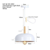 Suspension LED industrielle en demi-boule avec support en bois