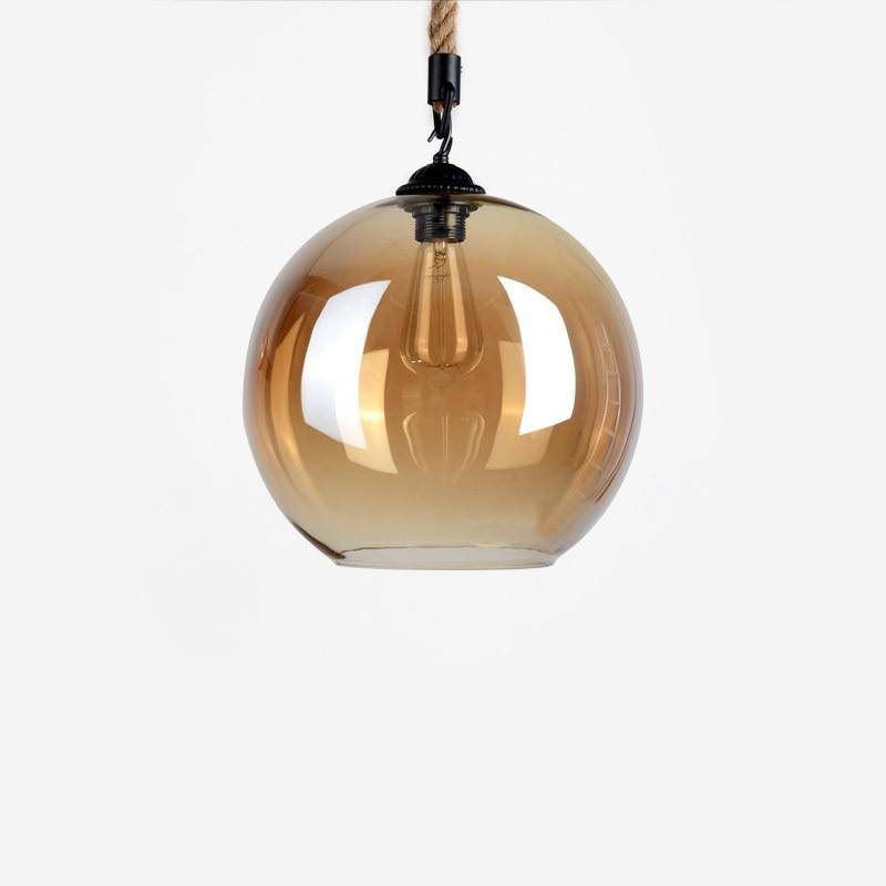 Suspension Ambré en Verre - Modèle Boule sur Corde Decor
