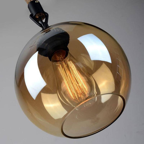 Suspension Ambré en Verre - Modèle Boule sur Corde Decor