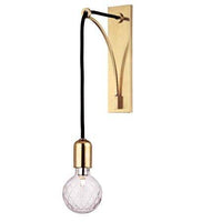 Applique murale dorée avec ampoule suspendue