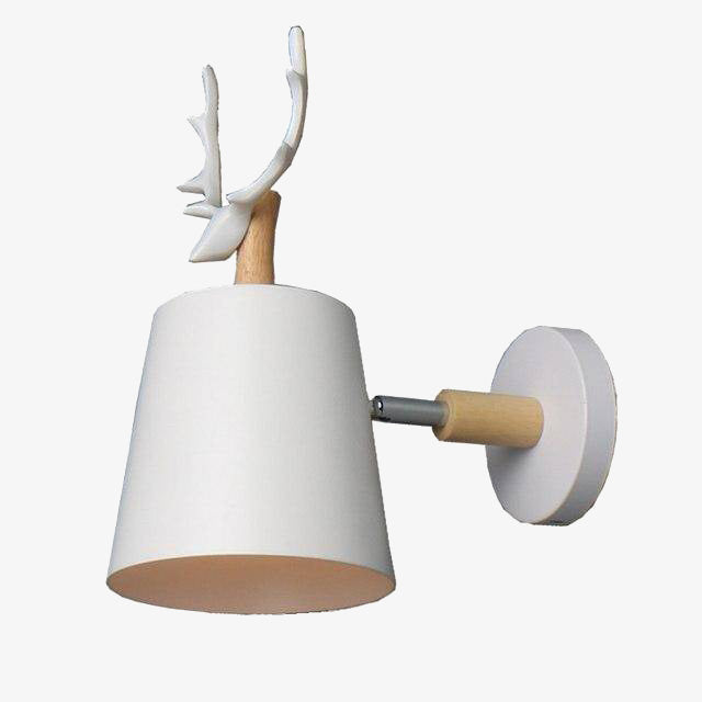 Applique murale en métal avec support en bois et corne de cerf