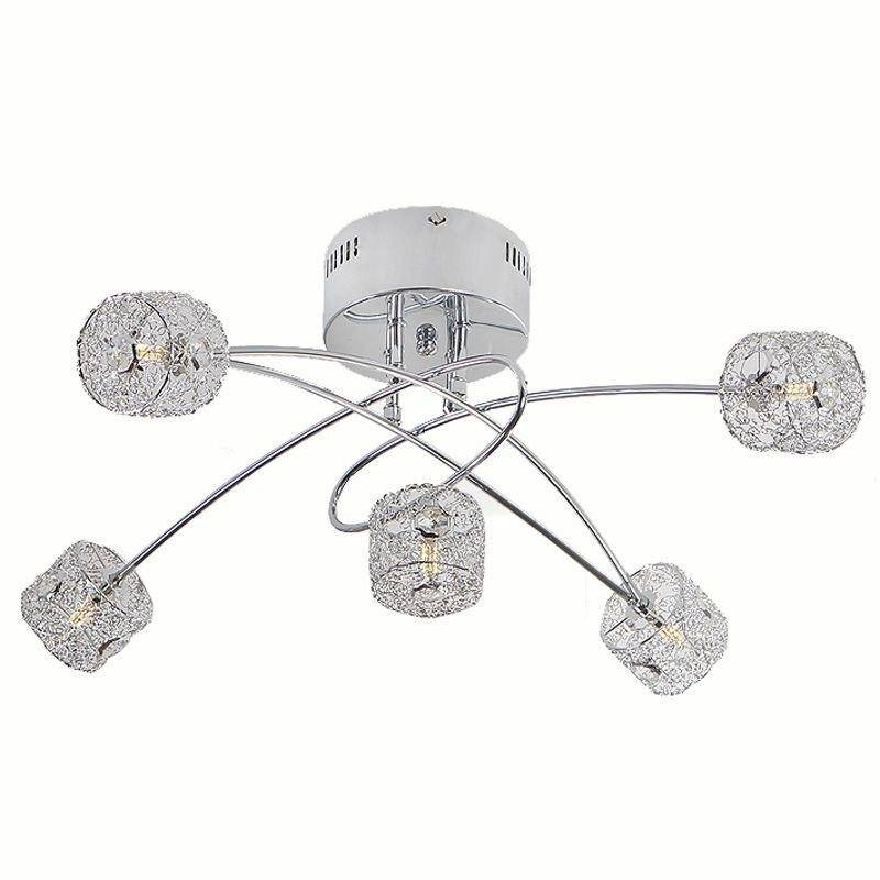 Plafonnier Luxe Chromé et Cristal