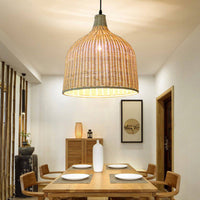 Suspension lumineuse en rotin avec abat-jour rond "Hang Glow"