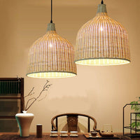 Suspension lumineuse en rotin avec abat-jour rond "Hang Glow"