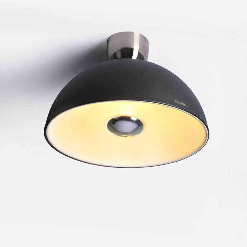 Plafonnier LED Design Demi Boule Noire