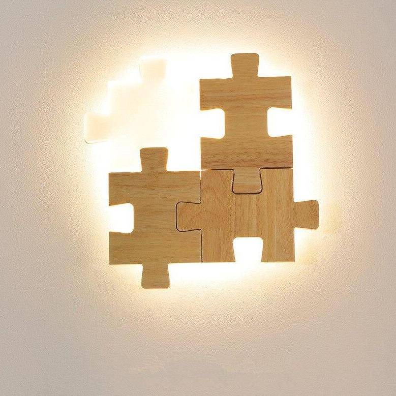 Applique murale design Puzzle en bois