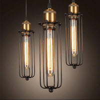 Suspension LED industrielle en métal, style rétro cage.