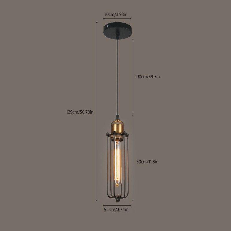 Suspension LED industrielle en métal, style rétro cage.