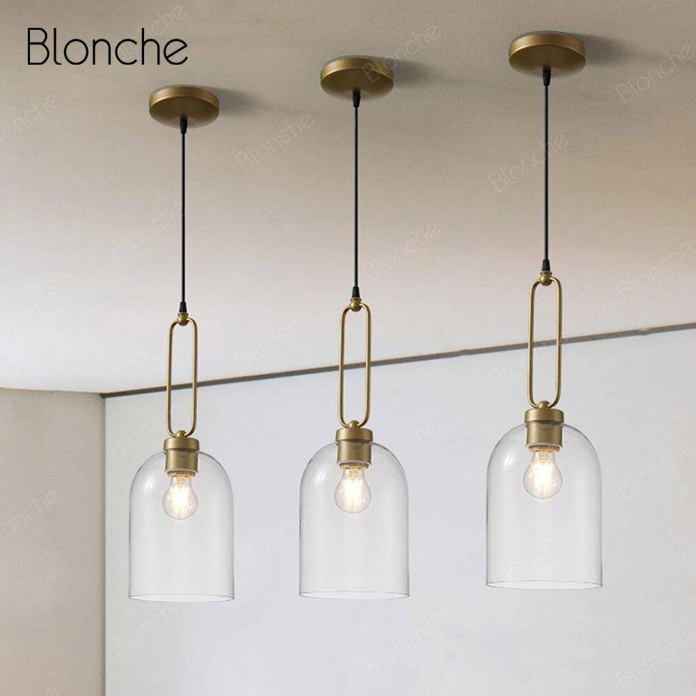 Suspension LED en verre arrondi avec anneau doré