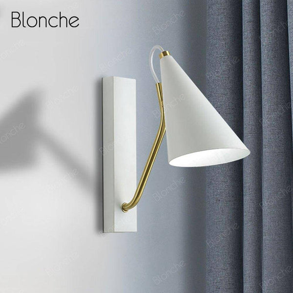 Applique murale LED Creative - Abat-jour arrondi, tige dorée