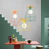 Suspension LED Cage Métal Scandinave Colorée