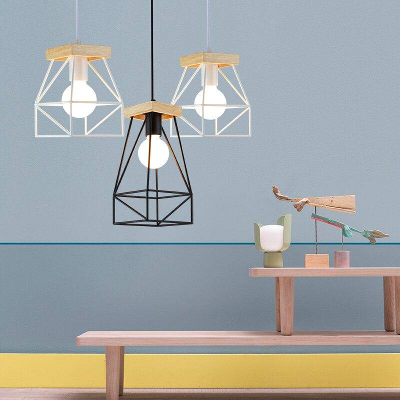 Suspension LED Cage Métal Scandinave Colorée