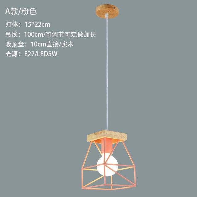 Suspension LED Cage Métal Scandinave Colorée