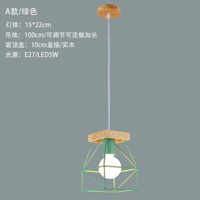 Suspension LED Cage Métal Scandinave Colorée