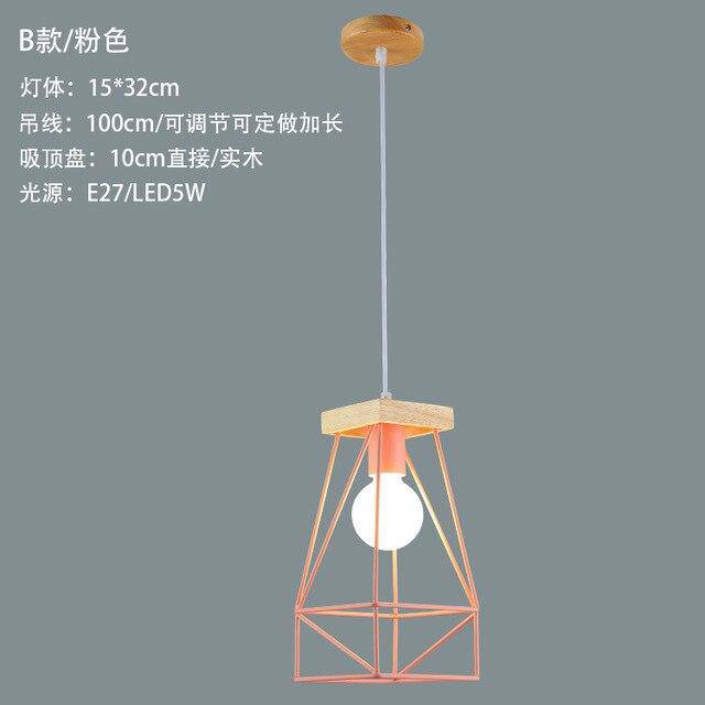 Suspension LED Cage Métal Scandinave Colorée