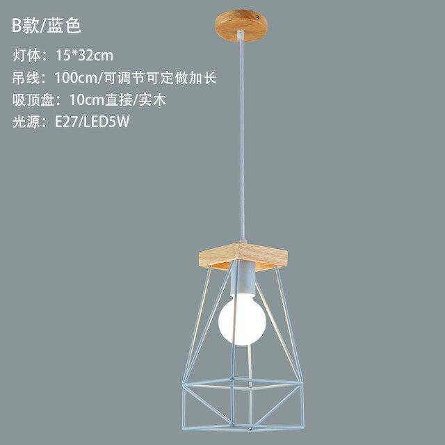 Suspension LED Cage Métal Scandinave Colorée