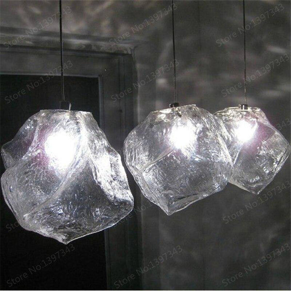 Suspension design LED en pierre de verre Lumière sacrée