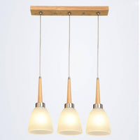 Suspension Design Bois LED & Abat-jour Verre Creative
