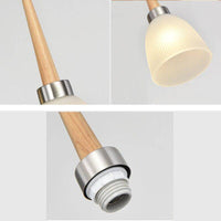 Suspension Design Bois LED & Abat-jour Verre Creative